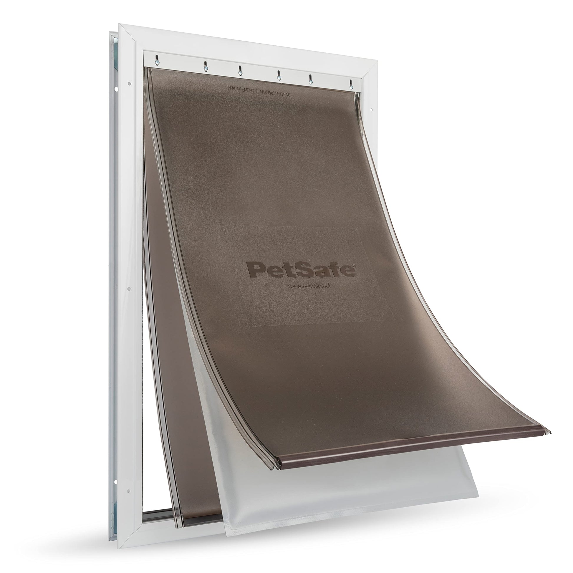 PetSafe Aluminium Haustiertür Energieeffizient Extremwetter XL. Silberne, rechteckige Türklappe für Tierdurchgang mit Wetterschutz.
