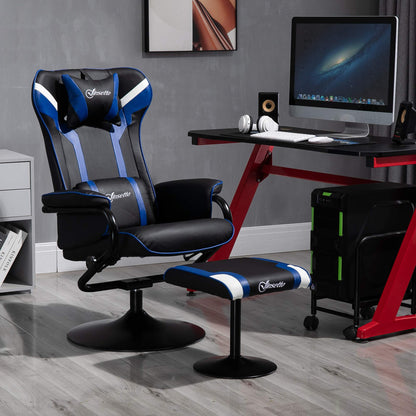 Vinsetto Relaxsessel mit Hocker – Gaming Sessel Dunkelblau+Schwarz