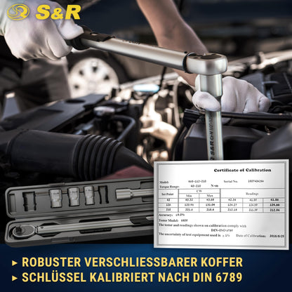 S&R Drehmomentschlüssel Set 40-210 Nm - 1/2 Zoll Antrieb