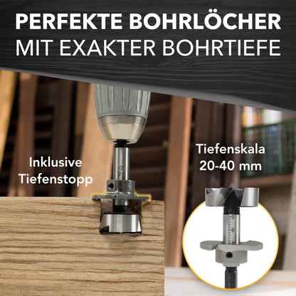 monkeystrong Forstnerbohrer Set 13-tlg. Ø 15–40 mm mit Tiefenstopp