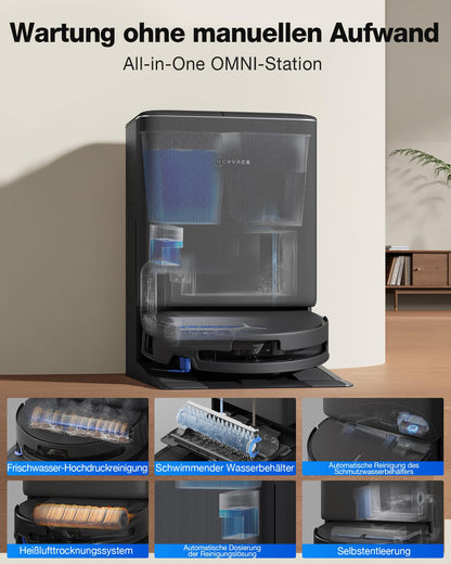ECOVACS DEEBOT T90 PRO Omni Saugroboter mit Wischfunktion, Schwarz