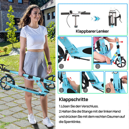 TENBOOM Tretroller Cityroller Erwachsene & Kinder – 200mm Räder, 2 Bremsen