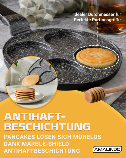 Amalindo Pancake Pfanne 4 Loch, Ø 26 cm, Induktion, Antihaft
