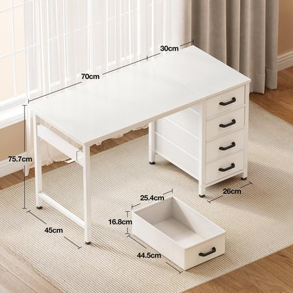 ODK Schreibtisch mit 4 Schubladen, Computertisch 100 x 48 cm, weiss