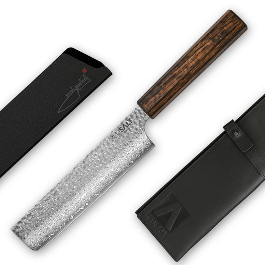 REDSALT Professional Series NAKIRI 17cm Damast Gemüsemesser. Rechteckige Klinge mit Maserung für präzises Gemüseschneiden.