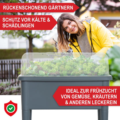 Onbest Hochbeet Frühbeet mit Abdeckhaube und Wasseranzeige, Grau