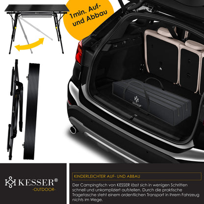 KESSER Campingtisch faltbar Aluminiumrahmen – 90x53cm Schwarz