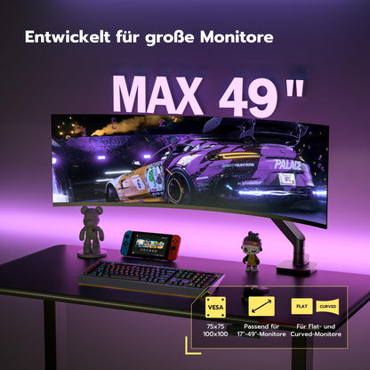 ARES WING Monitor Arm Gasfeder 17-49 Zoll - Schwarz