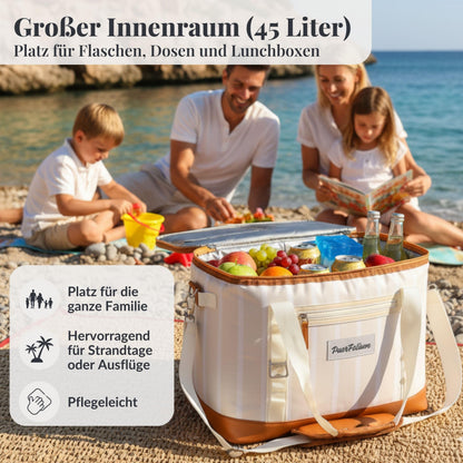 PuerFolium Kühltasche 45L faltbar mit QuickAccess-Klappe, beige