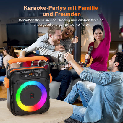 JYX MS80 Karaokemaschine mit 2 drahtlosen Mikrofonen, Bluetooth