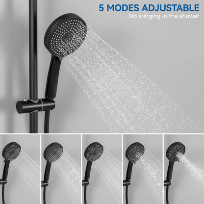 Auralum Duschsystem Thermostat 30x30 cm Regendusche - Schwarz