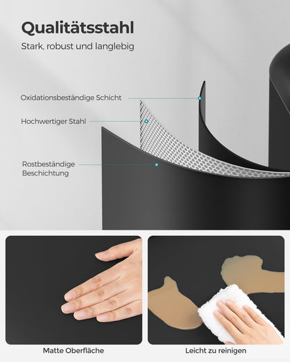 SONGMICS Tretmülleimer 30 l, Stahl, Soft-Close-Deckel, schwarz