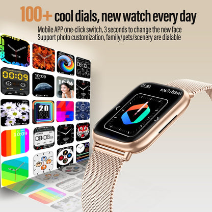 SLOKSFil Smartwatch G91 Damen mit Telefonfunktion, 1,83 Zoll, Roségold