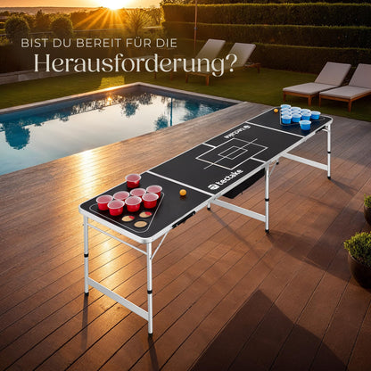 tectake Bierpong Tisch klappbar mit Eisfach, 100 Becher und 6 Bälle