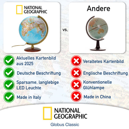 National Geographic Leuchtglobus Klassik 30cm - LED phys/pol 2025