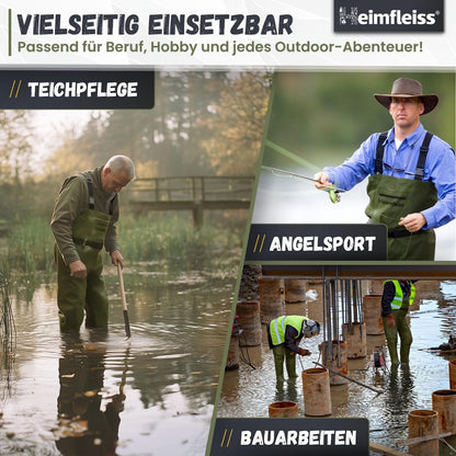 Heimfleiss Wathose wasserdicht, Anglerhose mit Stiefeln, Gr. 42