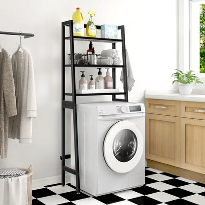 MallKing WC-Regal 3-stufig mit Toilettenpapierhalter – Schwarz