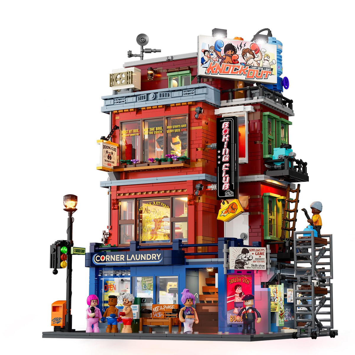 Lumibricks Boxclub Strassenfusion Klemmbausteine mit Licht, 3036 Teile, rote Ziegelwände