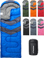 MalloMe Camping Schlafsack für Erwachsene und Kinder, blau, 0–25 °C – wasserdichte Aussenhülle, Kompressionssack