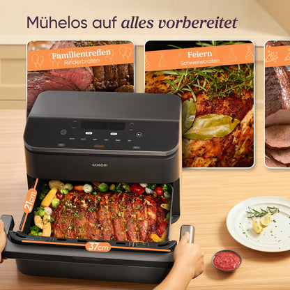 COSORI Dual Blaze TwinFry 10L Heissluftfritteuse – 2 Kammern Schwarz