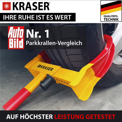 KRASER WA820 Radkralle, Parkkralle mit Anti-Bohrschloss, universal