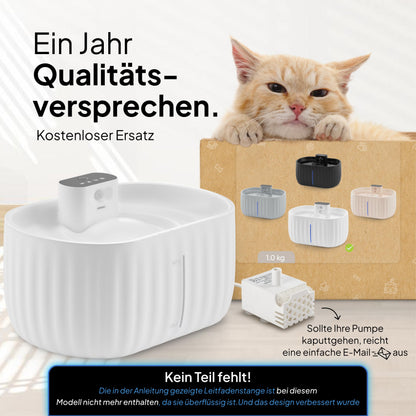 Pretty Paw Aqua Sense Katzenbrunnen kabellos mit Bewegungsmelder weiss