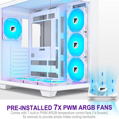 FOIFKIN F600 ATX Mid-Tower Gaming PC Gehäuse mit ARGB Lüftern - Weiss