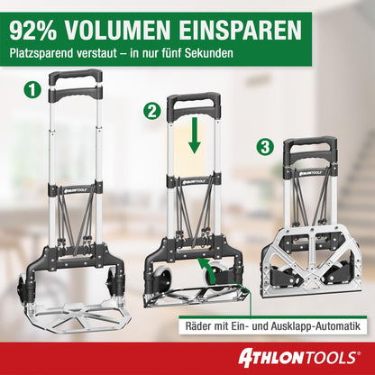 ATHLON TOOLS Sackkarre klappbar aus Aluminium, 70 kg Tragkraft