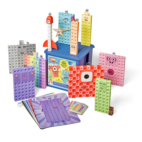 Learning Resources MathLink Cubes Numberblocks Heroes with Zeroes Set mit bunten Würfeln und Aufbewahrungskoffer