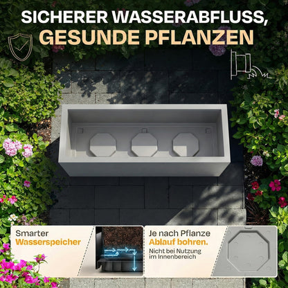 Ondis24 Vulkano Pflanzkübel 50 L mit Wasserspeicher, 2er-Set, Hellgrau