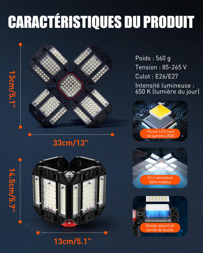 Rafow LED Garagenleuchte P10, 200W, 20000 Lumen, 6500K, 2 Stück