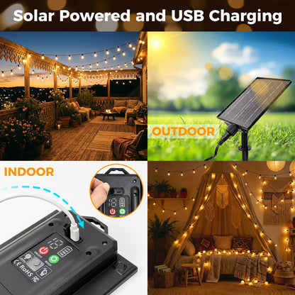 btfarm Solar Lichterkette Aussen 30 m, 40 LED G40, warmweiss