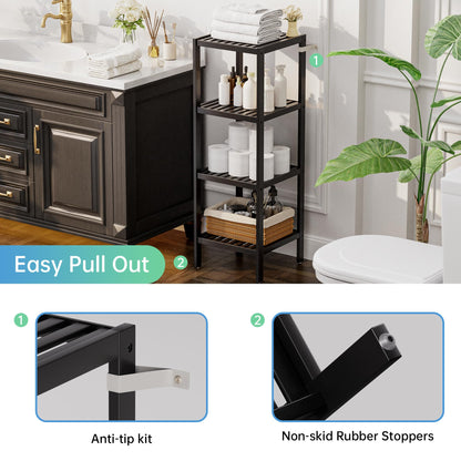 SMIBUY Bambus Aufbewahrungsregal 5 Ebenen – Schwarz Badezimmer