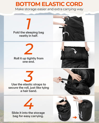 Sportneer Flanell-Schlafsack mit abnehmbarer Kapuze, 220 x 85 cm