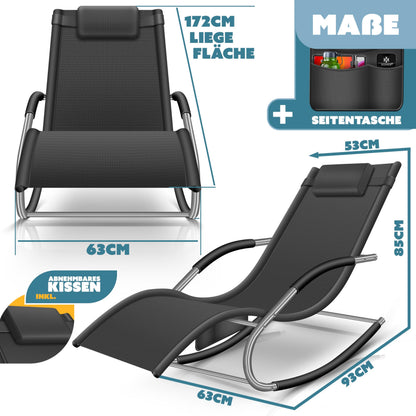 KESSER Sonnenliege Relaxliege ergonomisch mit Kopfkissen, anthrazit