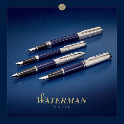 Waterman Hémisphère Füllfederhalter Metall Blau – Ziseliert M-Feder