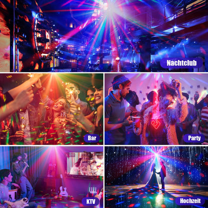 Vicalo 4-in-1 Disco Partylicht WRL29, RGB LED mit Musiksteuerung