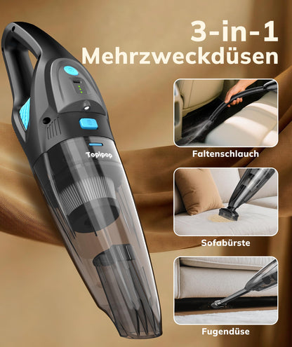 Topipop Akku-Handstaubsauger GV09 kabellos mit HEPA-Filter Schwarz
