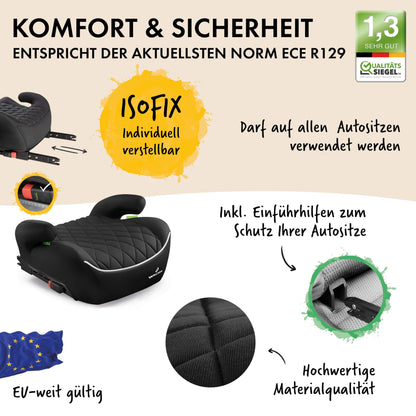 WALSER Andy Kindersitzerhöhung ISOFIX - 125-150cm Schwarz