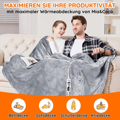 Elektrische Heizdecke Flanell mit Abschaltautomatik – 200x180cm Grau