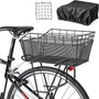 CXWXC Fahrradkorb hinten mit Ladungsnetz und Futterung, schwarz, aus beschichtetem Stahl