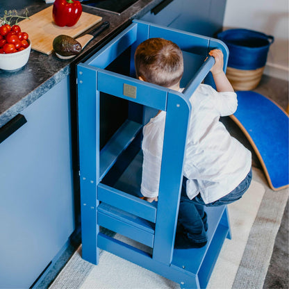 MEOWBABY Lernturm Montessori Kinder Tritthocker – Blau