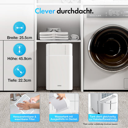 VonHaus Luftentfeuchter Elektrisch 12L/24h für Räume bis 20m²