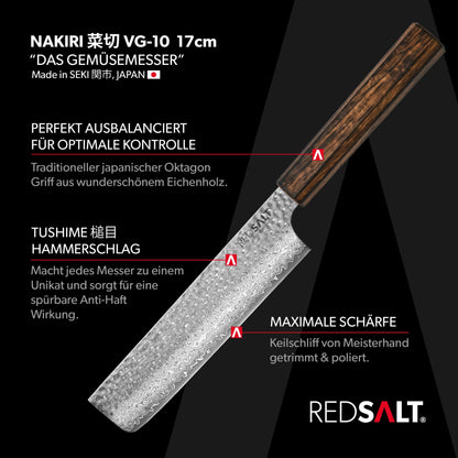 REDSALT Professional Series NAKIRI 17cm Damast Gemüsemesser