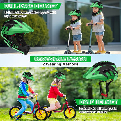 KidsPro Flexi 2-in-1 Kinderhelm - Schwarz Grün 52-56cm