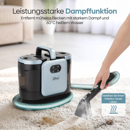 Olvy Teppichreiniger PRO – Polsterreiniger und Nasssauger mit Dampf
