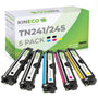 Kineco Toner Set 5 Stück kompatibel für Brother TN-241 TN-245 mit zwei schwarzen und drei farbigen Kartuschen