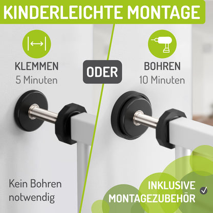 BOMI Merle Kindertreppengitter XXL Weiss - bohrfrei 103-111cm