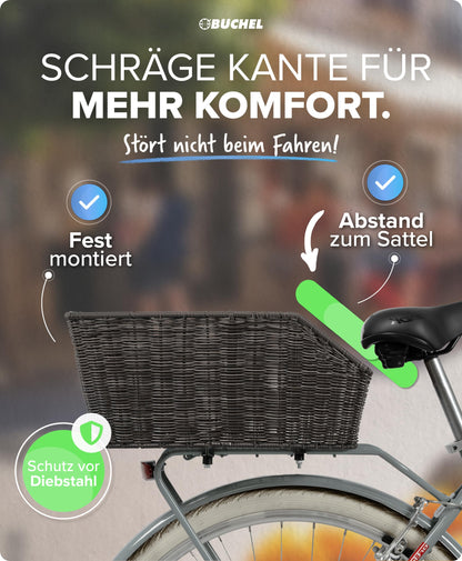 Büchel Fahrradkorb hinten aus Polyrattan mit Befestigungsmaterial