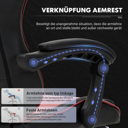 COLAMY Gaming Stuhl mit Fuss- & Lendenwirbelstütze - Rot